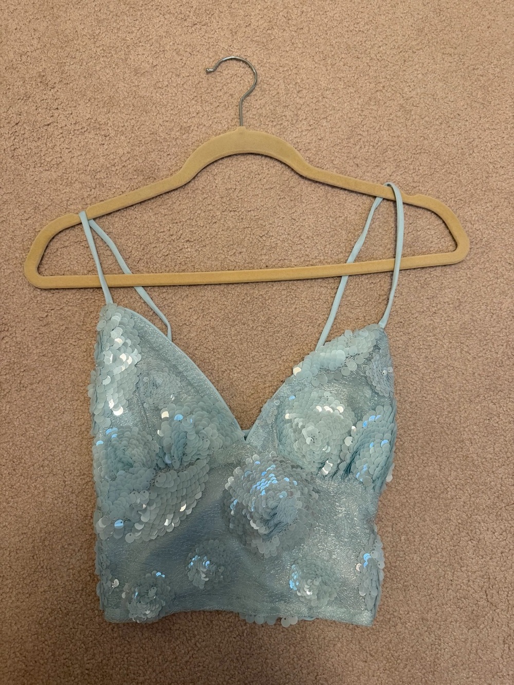 Windsor Sequin Floral Lace-Up Crop Top